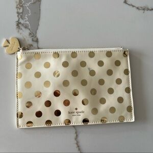Kate Spade Clutch Pouch Gold Polka Dots Patent Leather Wristlet